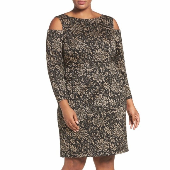 NEW! Eliza J Metallic Knit Cold Shoulder Sheath Dress [PLUS SIZE 18W‎ ] - Picture 8 of 8